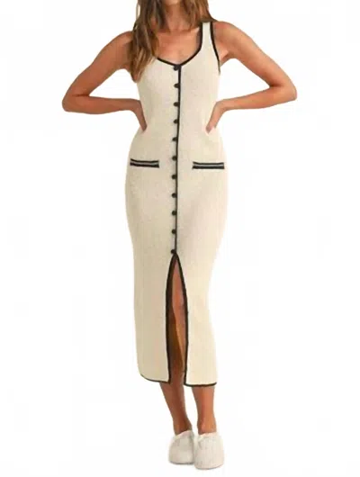 Mable Knit Button Down Midi Dress In Beige In Neutral