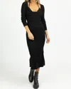 Mable Knit Layered Bra Midi Dress Set In Black In Black