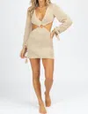 Mable Knit Long Sleeve O-ring Cover Up In Taupe