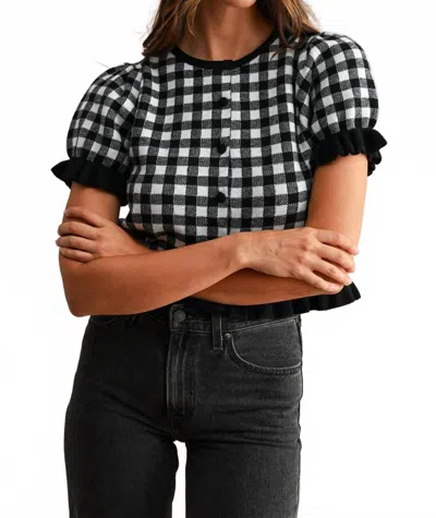 Mable Knit Ruffled Cardigan In Gingham In Multi