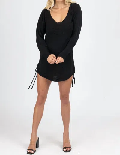 Mable Knit Scoop Back Mini Dress In Black