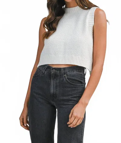 Mable Knit Sleeveless Crop Top With Open Back Tie In Off White In Purple