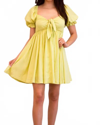 Mable Krissy Bow Babydoll Dress In Lime In Yellow