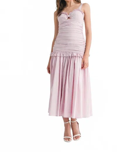 Mable Kyla Ruched Midi Dress In Light Mauve In Pink
