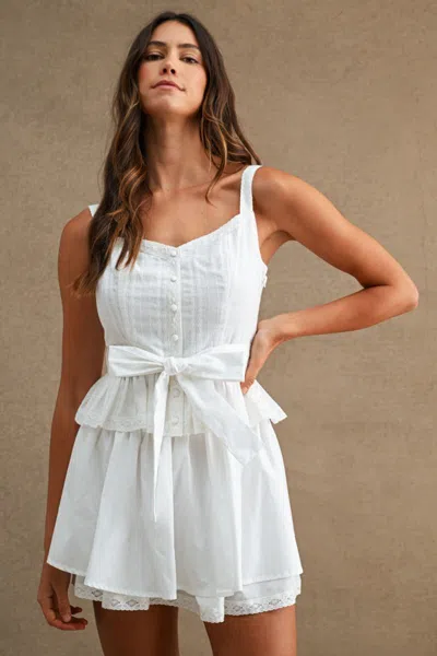 Mable Lace Shoulder Top And Skirt Set Off White