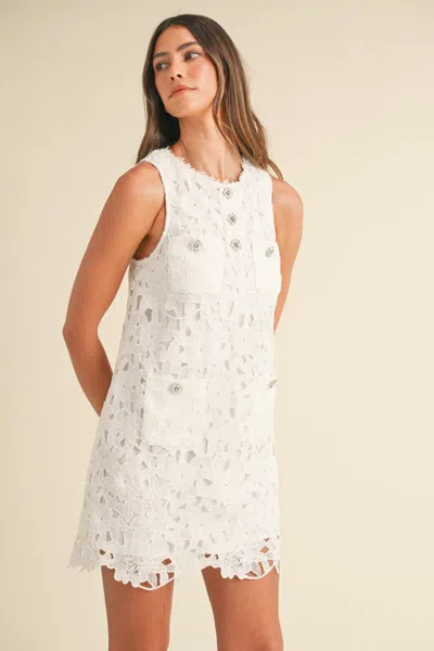 Mable Lace Sleeveless Dress Off White In Multi