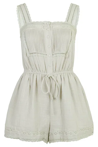 Mable Lace Trim Romper Sage In Green
