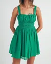 Mable Lace Trimmed Gathered Bust Mini Dress In Kelly Green