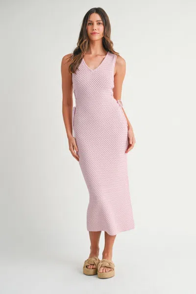Mable Lace Up Crochet Midi Dress Pink Lavander In Multi