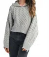 Mable Lauren Cable Knit Hoodie Sweater In Grey In Gray
