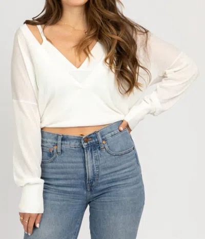 Mable Layered Attached Knit Top In White