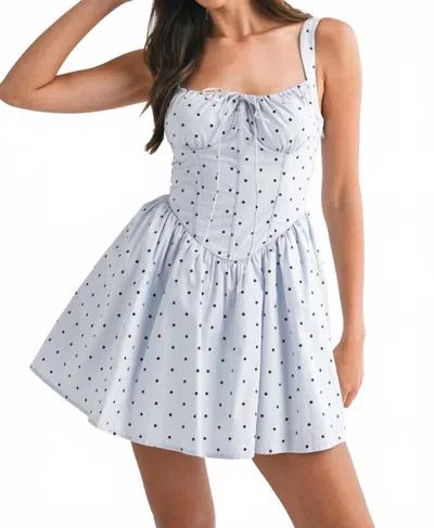 Mable Lemmy Polka Dot Mini Dress In Periwinkle In White