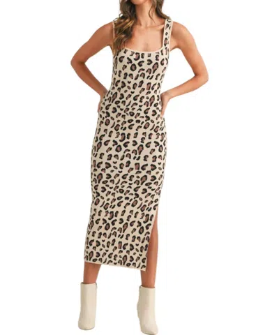 Mable Leopard Sweater Knit Bodycon Midi Dress In Multi