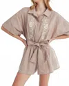 Mable Lilith Romper In Tan In Neutral