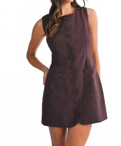 Mable Linen Button Down Mini Dress In Red