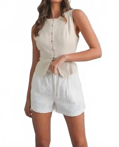 Mable Linen Button Front Back Lace Up Vest In Oatmeal In Neutral