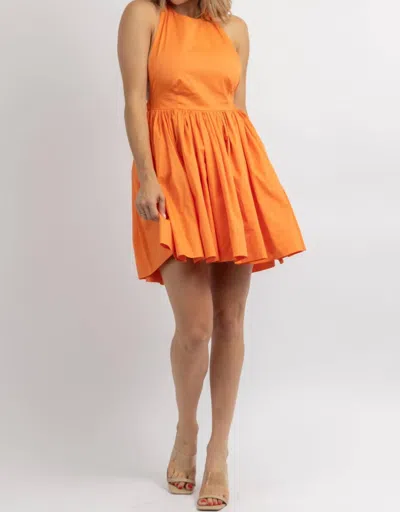 Mable Linen Halterneck Mini Dress In Tangerine In Orange