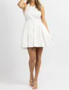 Mable Linen Halterneck Mini Dress In White In White