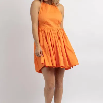 Mable Linen Halterneck Mini Dress In Orange