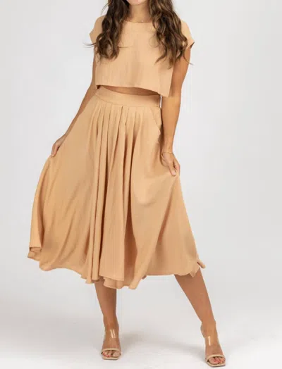 Mable Linenlike Crop + Midi Set In Rich Taupe In Brown