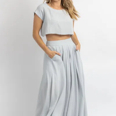 Mable Linenlike Crop Top + Midi Set In Gray
