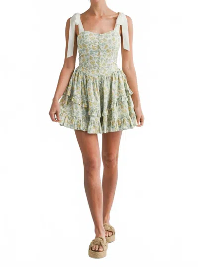 Mable Little Bit Of Sunshine Floral Mini Dress In Lime Multi