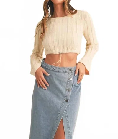 Mable Long Bell Sleeve Ribbed Knit Sweater In Cream In Neutral