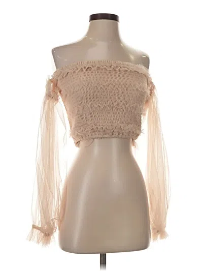 Pre-owned Mable Long Sleeve Blouse In Tan