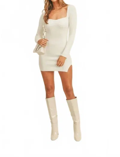 Mable Long Sleeve Sweater Ribbed Mini Dress In White