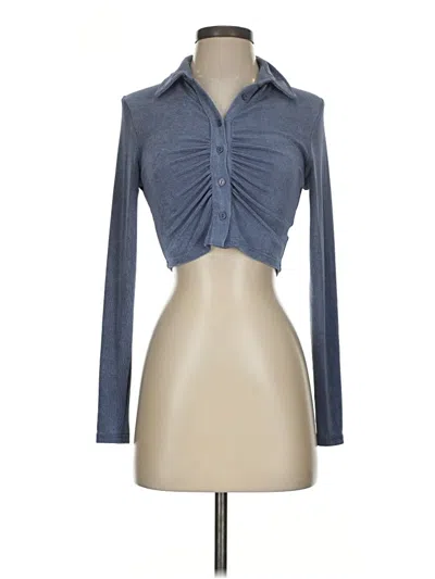 Pre-owned Mable Long Sleeve Top Blue Keyhole Neckline Tops