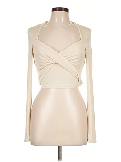 Pre-owned Mable Long Sleeve Top Ivory Halter Neckline Tops