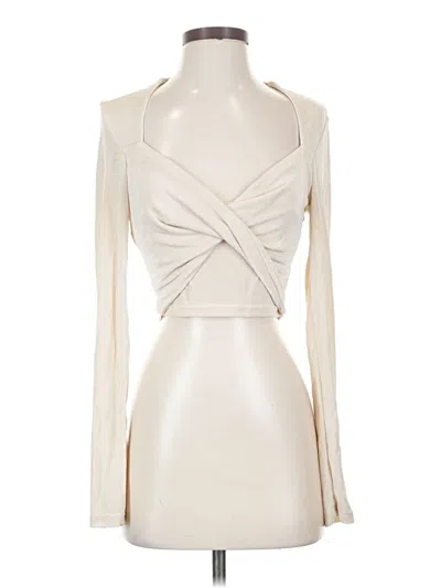 Pre-owned Mable Long Sleeve Top Ivory Halter Neckline Tops In White