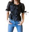Mable Lovely Bow Top In Black In Black