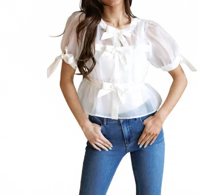Mable Lovely Bow Top In Off White