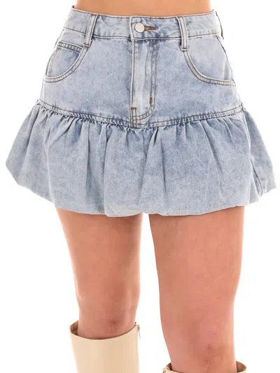 Mable Lucky To Have You Bubble Hem Denim Skirt In Medium In Blue