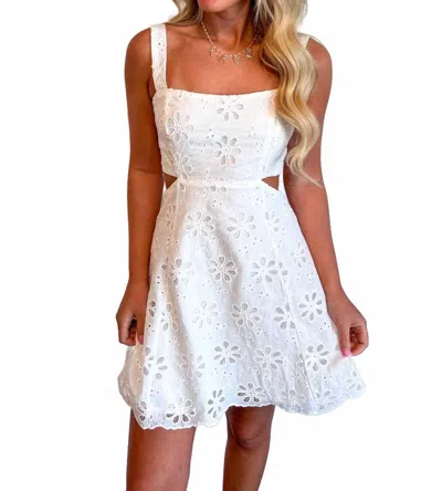 Mable Lucy Eyelet Cutout Mini Dress In White