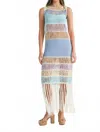 Mable Luna Fringe Crochet Midi Dress In Periwinkle In Blue