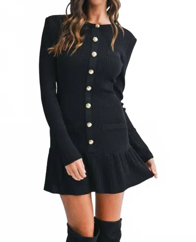 Mable Lurex Knit Mini Dress In Black In Blue