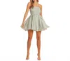 Mable Mabel Strapless Gathered Ruched Mini Dress In Blue In Gray