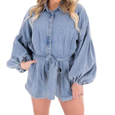 Mable Mad About You Romper In Denim In Multi
