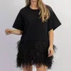 MABLE MADONNA FEATHER TRIM DRESS
