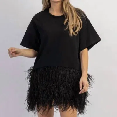 Mable Madonna Feather Trim Dress In Black