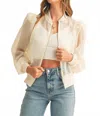 Mable Madrid Sheer Bomber Jacket In Cream In Neutral