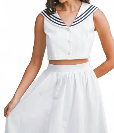 Mable Maren Sailor Top And Midi Skirt Set In White