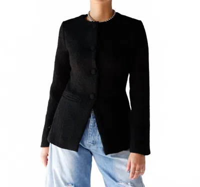 Mable Margot Boucle Blazer In Black