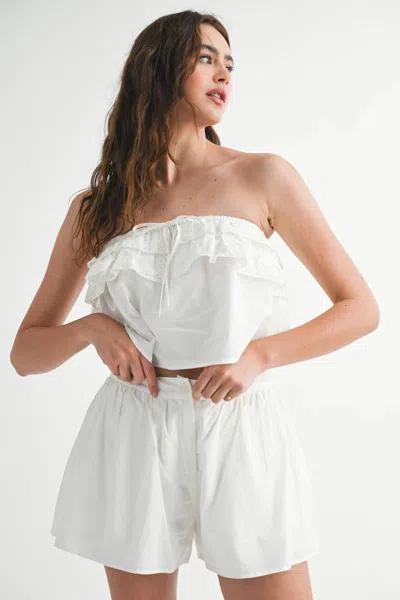 Mable Mary Catherine Ruffle Lace Top & Shorts Set In White