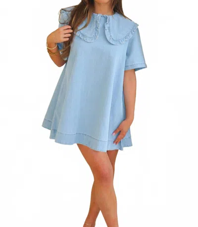 Mable Maya Denim Mini Dress In Blue In Multi