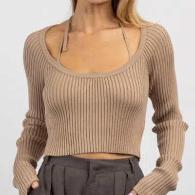 Mable Moment Layered Bralette Top In Brown