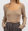 MABLE MOMENT LAYERED BRALETTE TOP IN MOCHA