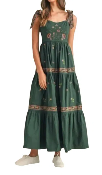 Mable Noelle Embroidered Dress In Green